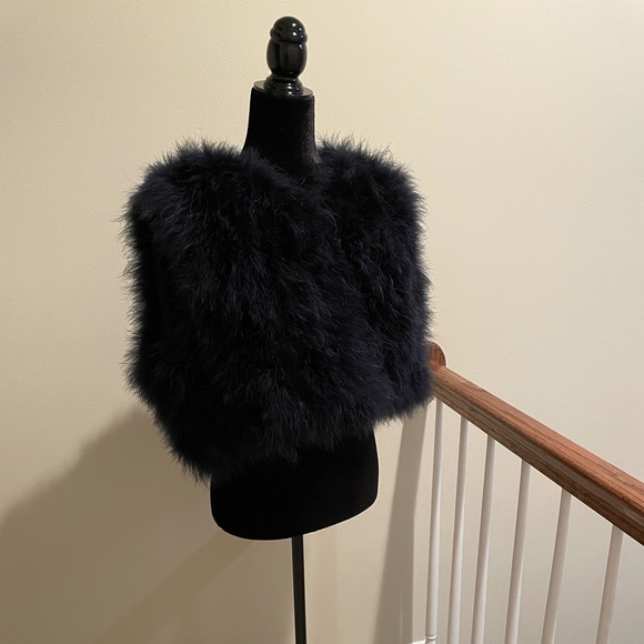 Midnight Blue Fur Cropped Vest Sz md-lg - Picture 1 of 2